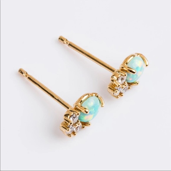 Dainty Fire Opal Earrings - Picture 2 of 5